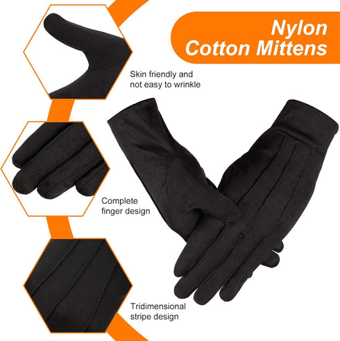 SATINIOR 8 Pairs Nylon Cotton Gloves Costume Uniform Police Parade Gloves Formal Tuxedo Honor Guard Parade for Women Men...